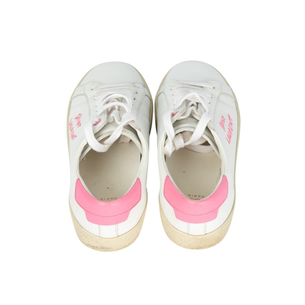 SAINT LAURENT White Pink Leather Logo Court Classic Sneakers Size 35 US 5 - Picture 3 of 3
